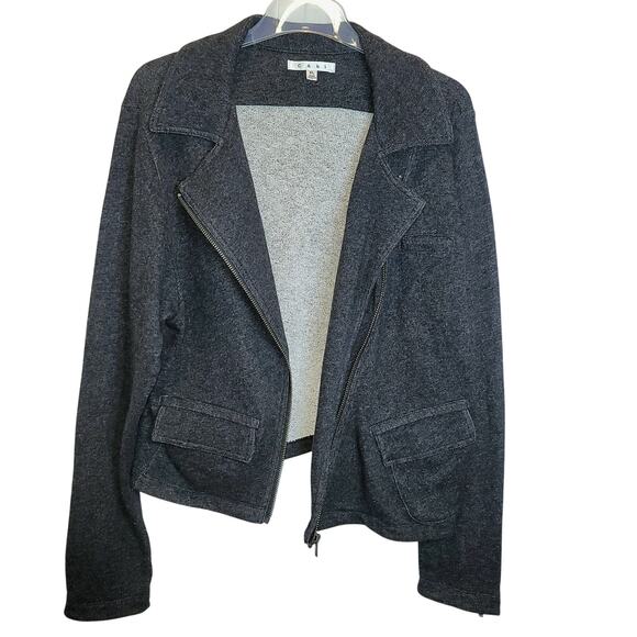 Cabi #775 Moto Jacket Asymmetrical Zip French Terry Knit Sz XL Charcoal Gray - Picture 12 of 16